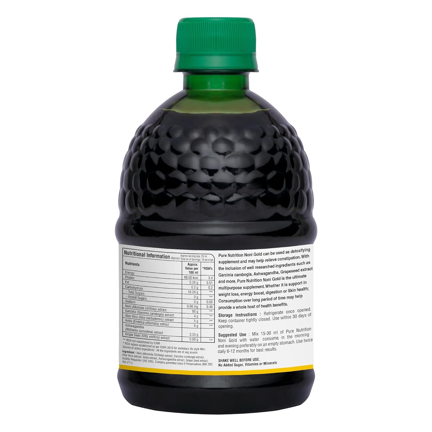 Buy Now Pure Nutrition Noni Gold Detox Juice 400Ml (Pack 2)|With Gar...