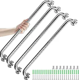 Kit 4 Barras de Apoio 60cm Alça Suporte Deficiente Idoso Inox Banheiro, Barra de Apoio para Banheiro