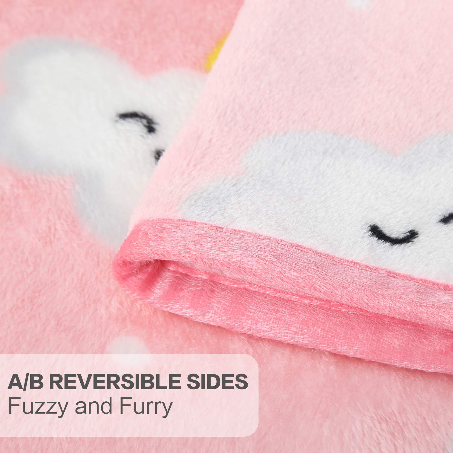 TILLYOU Toddler Flannel Blanket - Warm Cozy Baby Blanket for Boys and Girls, Smooth Cute Lightweight Blanket for Bedding Crib Stroller, 40x50 Inches, Pink Cloud - Image 7