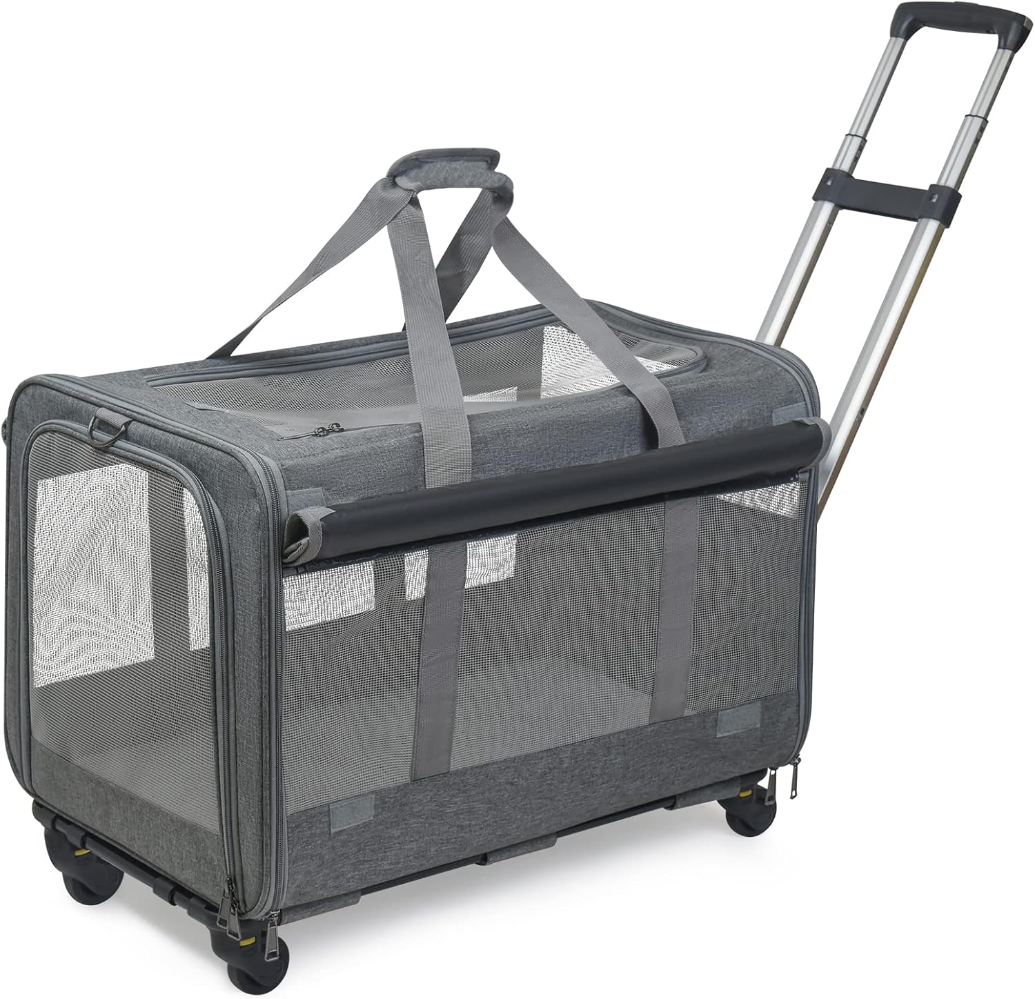 GJEASE Large Pet Rolling Carrier with Wheels for Up to 35