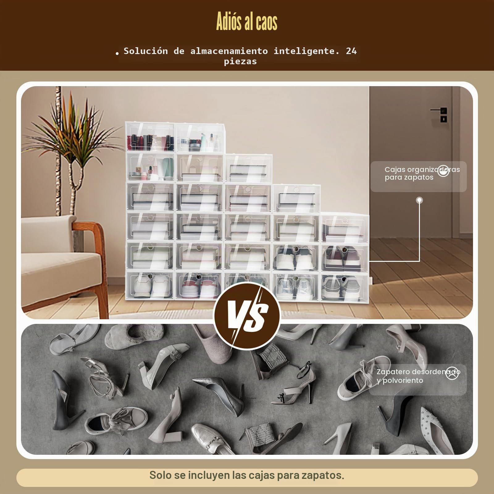 Zapatero Plastico, Organizador de Zapatos, Caja de Zapatos Transparente, 20/24 Unidades, 33 x 23 x 14 cm, Apilables, Cajón Apilable, para Guardar Zapatos y Libros