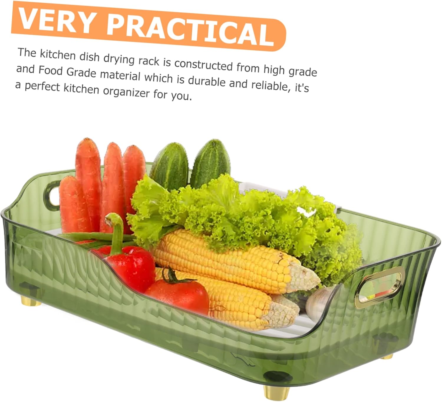 Dish Drainer Rack Vegetable Drainer Dish Rack Kitchen Plate Organizer for Cabinet