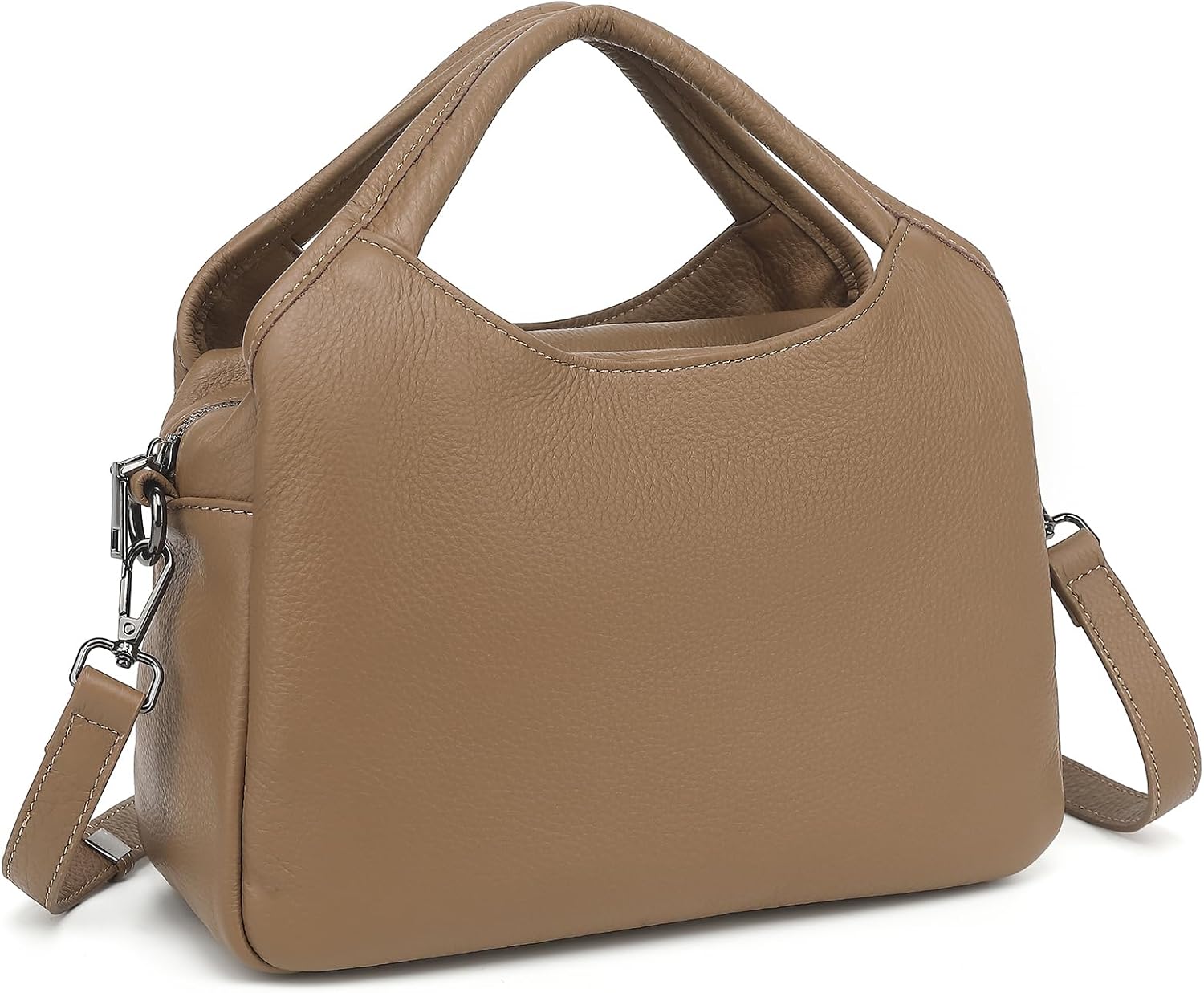 KOGTLA Medium Genuine Leather Purses for Women with Detachable Satchel Strap, Ladies Handbags, Tote Hobo Bags