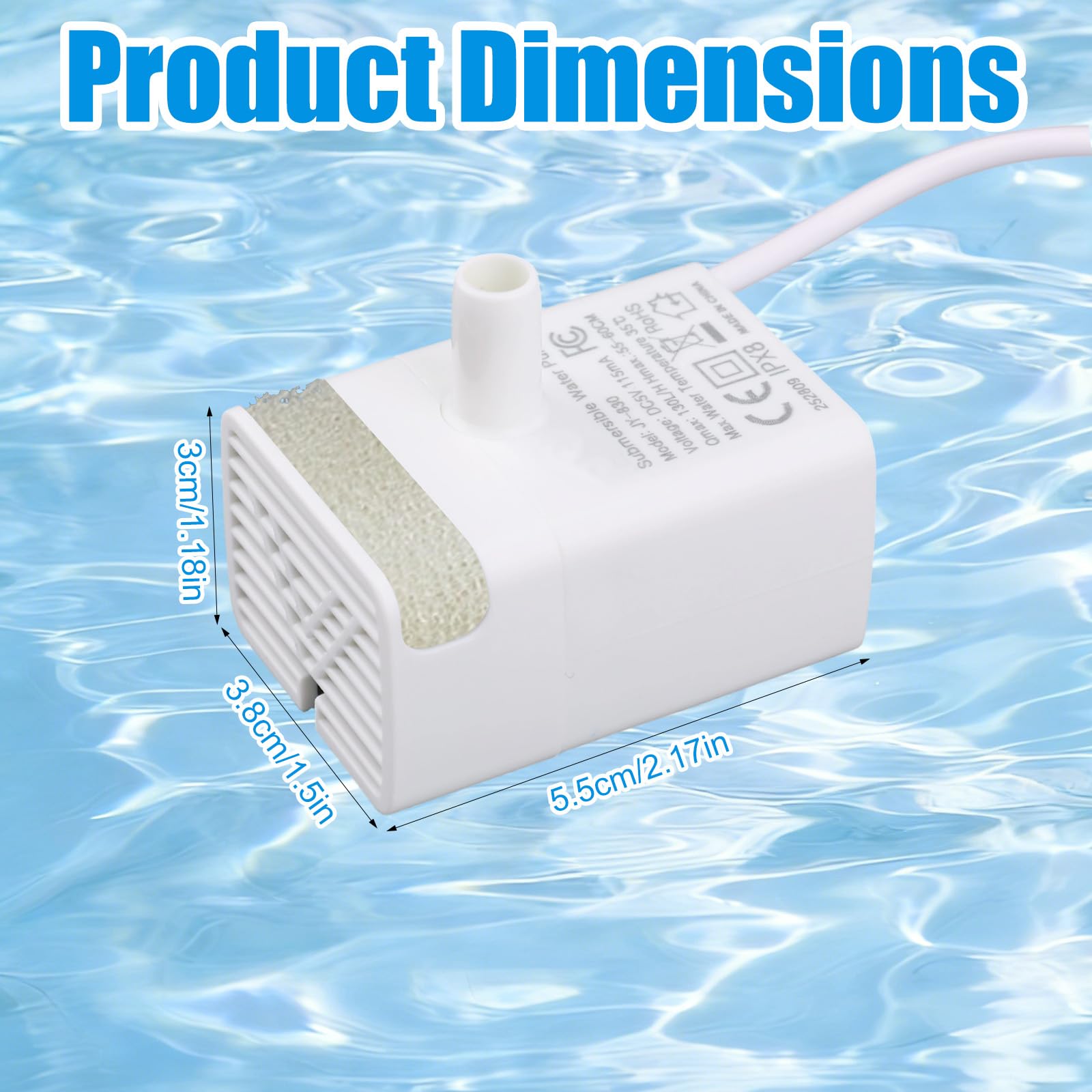 Pompa di Ricambio JY-830 per Fontana Animali Domestici, Pompa Fontana gatti con Interfaccia USB Compatibile con Fontane per Animali Domestici in Acciaio Inossidabile da 2,2L 3,2L 4L e 7L