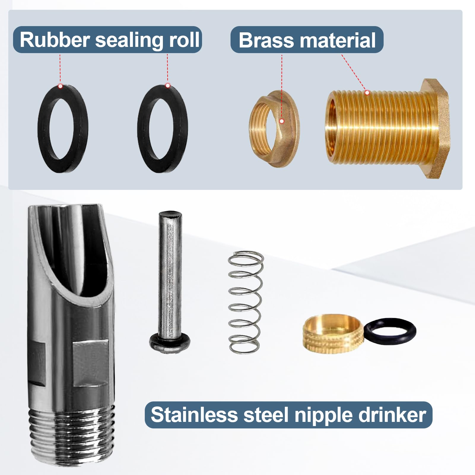 Automatische Schweine-Nippeltränker Set – 5 Stück Edelstahl, Mit Anschlüssen, Für Schweine & Ziegen