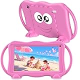Kids Tablet 7 Inch Tablets for Kids 3-12, 32GB Toddler Tablet with Dual Camera, Parental Control, Solid Case, WiFi, GMS, YouTube, Netflix, Android Learning Software Installed(Blue) (Pink)