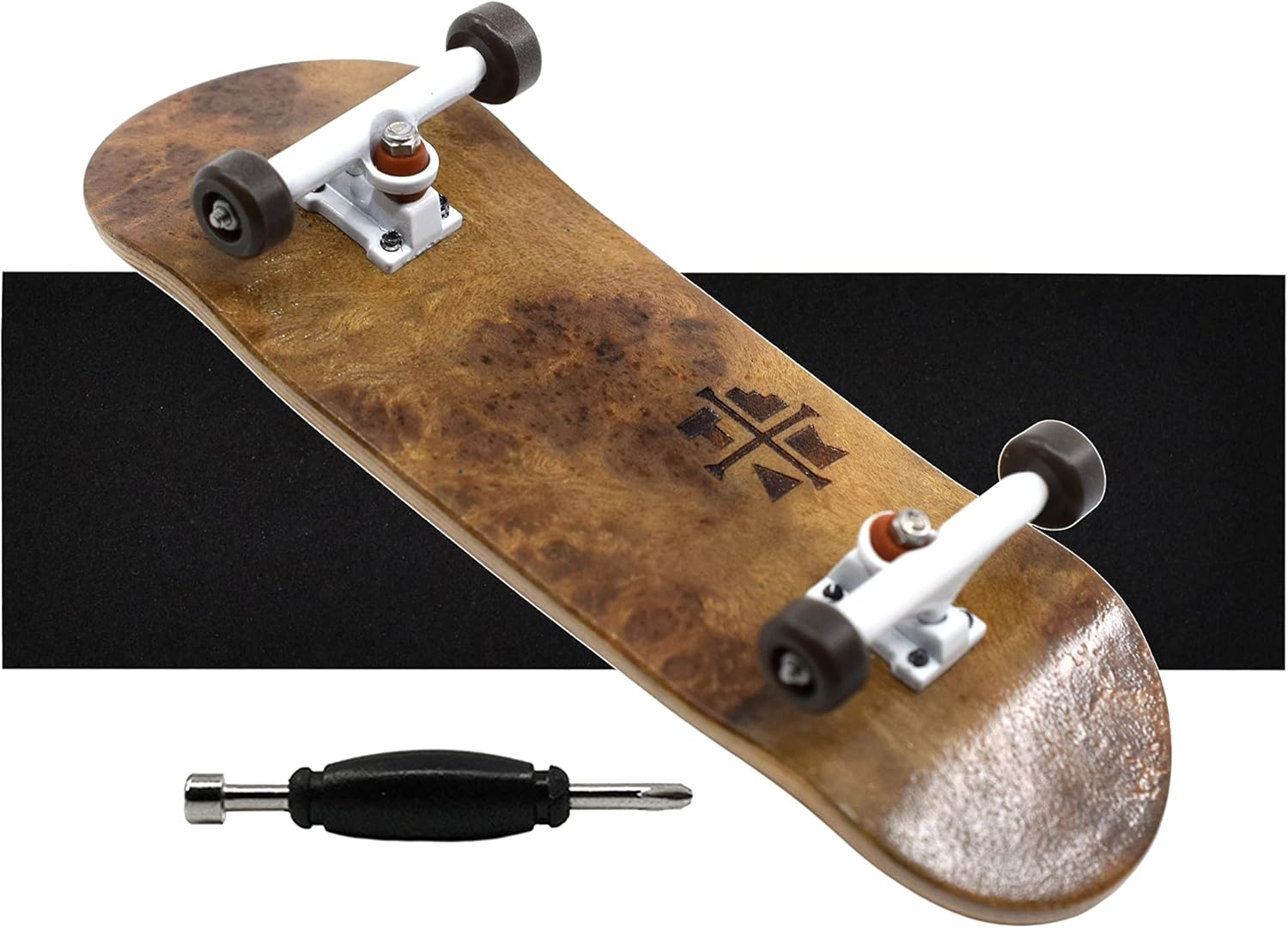 Teak Tuning 32mm Pro Fingerboard Complete - Fully Assembled with Pro Level Components - Pro Shaped Wooden Deck (32x97mm), UltraSpin Bearing Wheels, Prodigy Gen2 Trucks - Toasted Smores