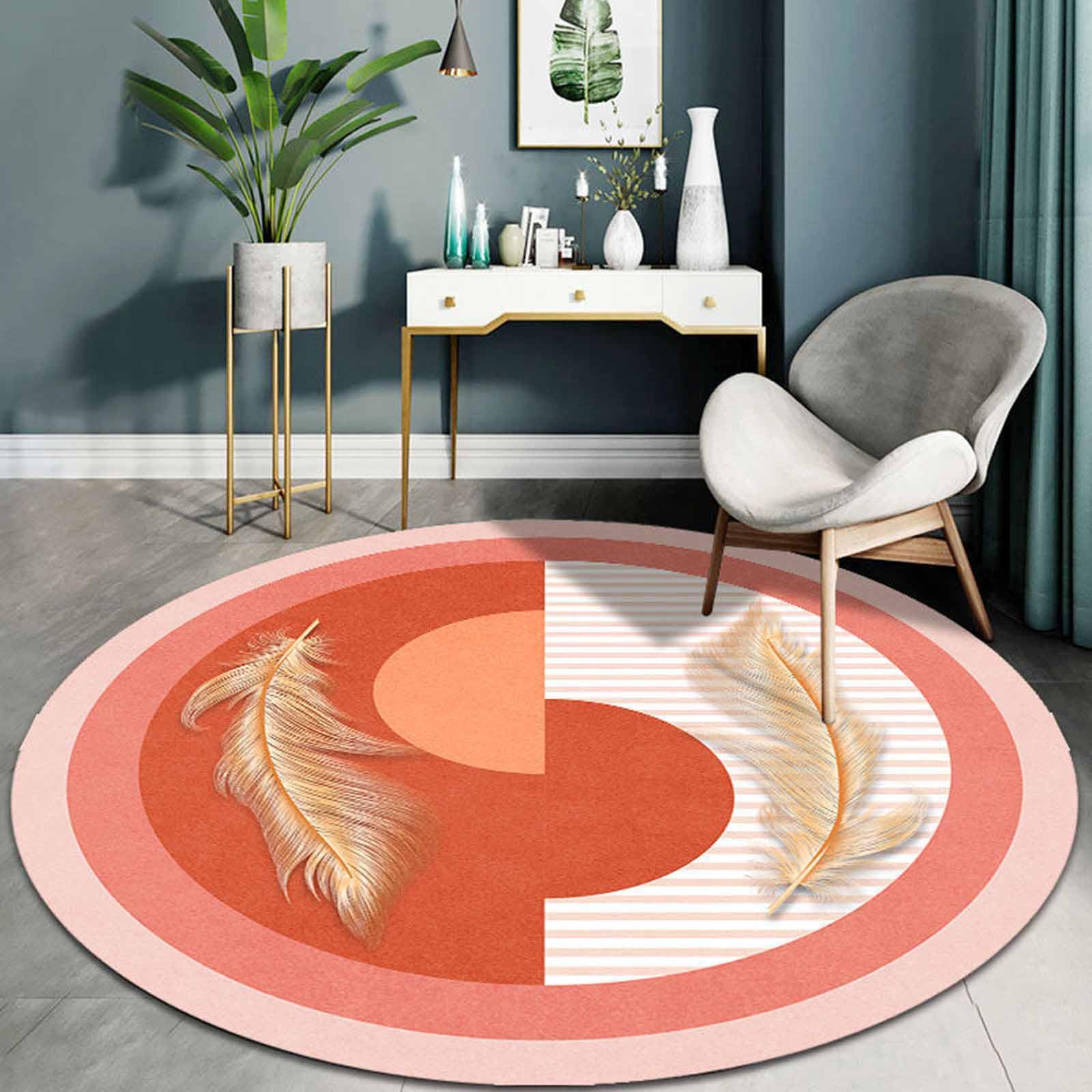 Tapis minimaliste moderne orange et blanc facile à nettoyer pour chambre