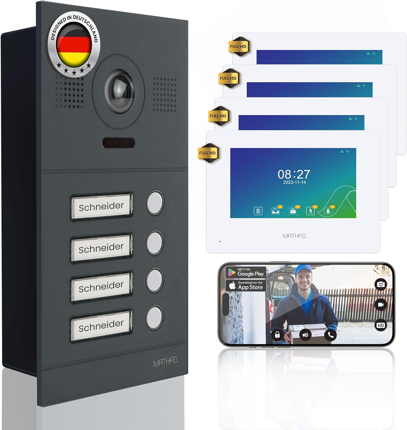 Türsprechanlage Mehrfamilienhaus Vergleich 2025 12 Mathfel MF-2K 2-Draht BUS Videosprechanlage Mehrfamilienhaus