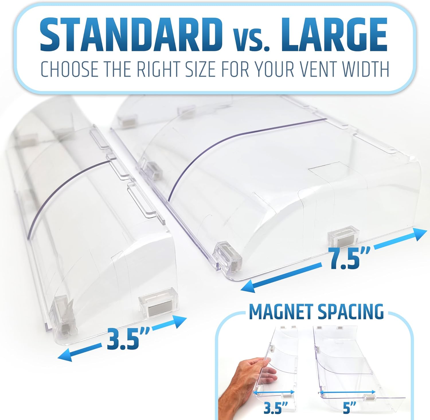 Larger (New Version) 7.5" Magnetic Vent Air & Heat Deflector (2 Pack) for Ceiling, Floor & Wall - Will Never Fall Off - Adjustable from 9.2” - 16” - Super Strong Neodymium Magnets Upgraded Design