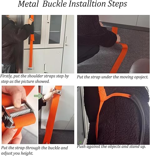 Miniatura 4 de Correas móviles para 1 persona, sistema de elevación y movimiento, correas de hombro móviles con asa correas de elevación de hasta 600 libras para