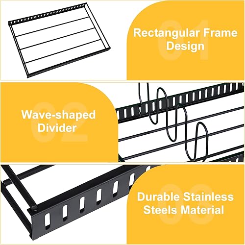 Miniatura 4 de X-cosrack Organizador de tapa de contenedor de alimentos de metal y 6 divisores ajustables para contenedores de almacenamiento, estante de tapa para