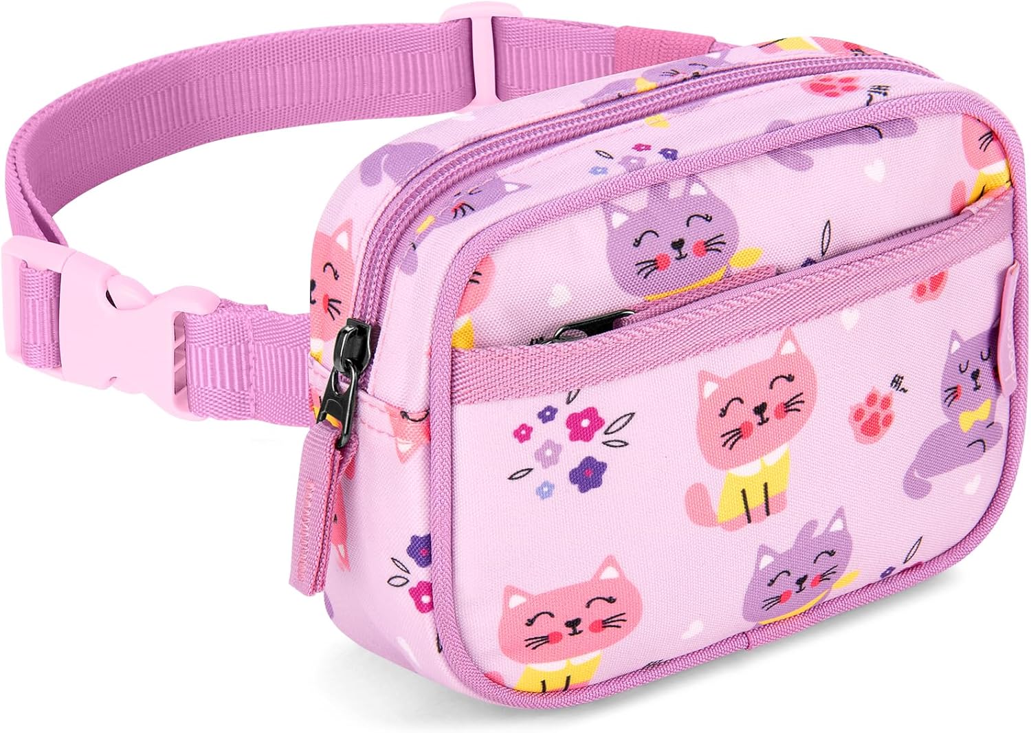 Choco Mocha Toddler Fanny Pack 2-4 Years Old Kids Fanny Pack Little Girls Fannys Packs Girls Belt Bag for Gift, Cat Pink - Image 6