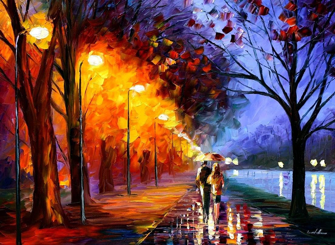 afremov AfremovALLEY by The Lake - Paint by Numbers Kit by Leonid Painting - Acrylic Paints, Magnifier, and Brushes for Adults and Kids Beginner (60 * 80cm/24 * 32inch DIY Frame)