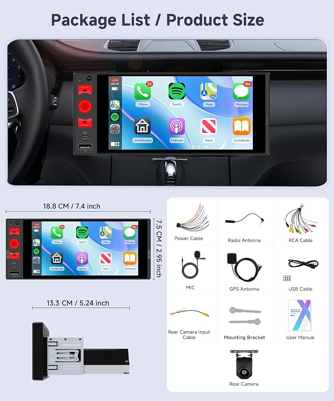Radio para Auto Android 6 Pulgadas Pantalla Táctil miniatura 9