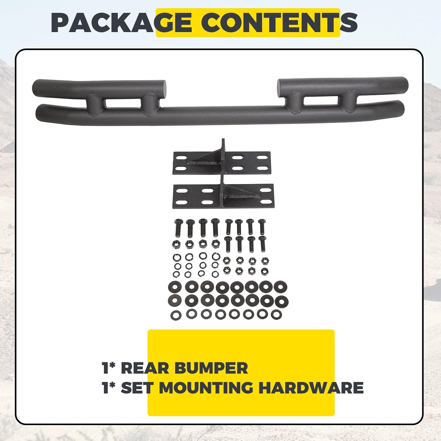 KUAFU Rear Dual Tube bumper Compatible with 1997-2006 Jeep Wrangler TJ 1986-1996 YJ Steel Textured Black