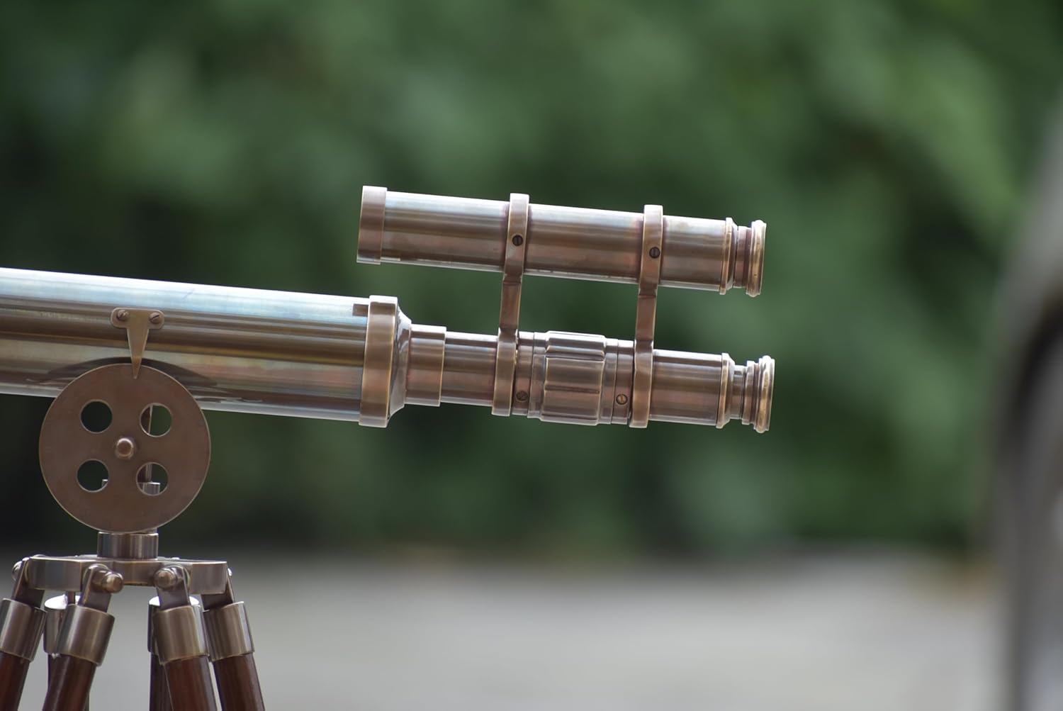 18" Brass Telescope with Wooden Tripod Polished Finish Spyglass for Nautical Decor Vintage Maritime Telescope with Adjustable Wood Stand Functional Antique Look for Home or Office (3)