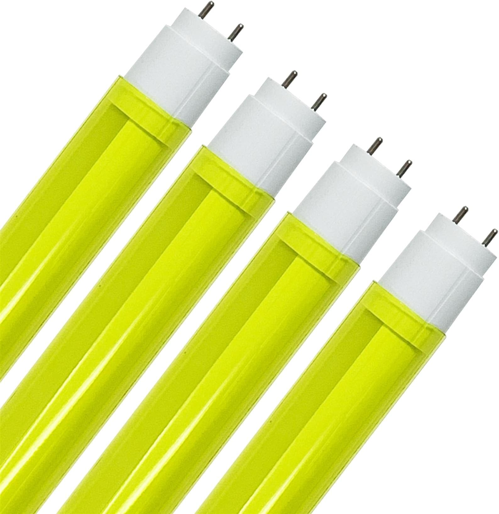 KastLite LED T8 Bulb Combo with Fluorescent T8 Safety Sleeves | Yellow | 48" Electronic Ballast Compatible/Ballast Bypass | Type A+B | 4000K, 2,500LM, 147LM/W | UL & DLC Listed | 4 Pack
