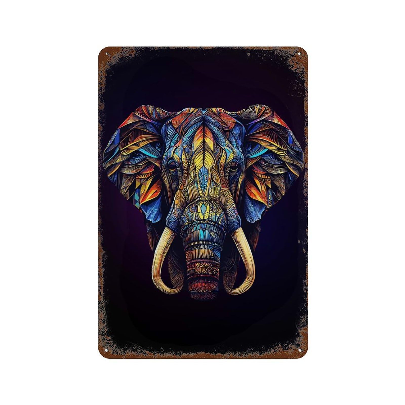Abstract Ornate Elephant Retro Metal Sign 11.8"x7.9", Ideal for Shed, Workshop And Garage Wall Decor