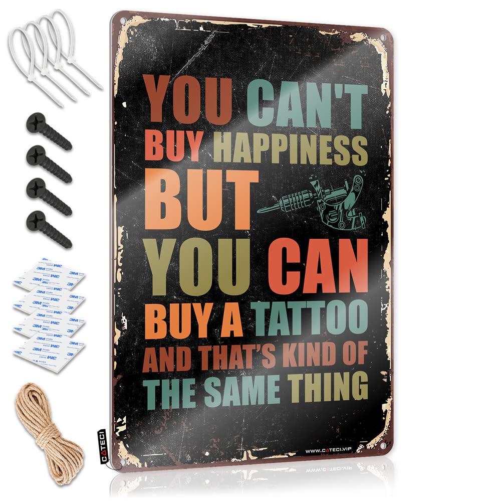 STWNVOITV Pool Signs And Decor Outdoor You Can'T Buy Happiness But Can A Tattoo Sign Funny Beer Sign Vintage Coffee Sign(20X30CM)