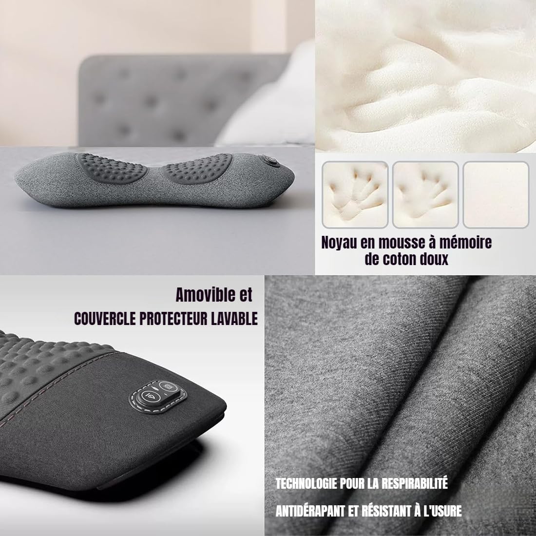 3 en 1 Masseur Lombaire et Sciatique, Thérapie du Dos avec Alignement de la Colonne Vertébrale, Soutien Dorsal Ergonomique pour Sommeil