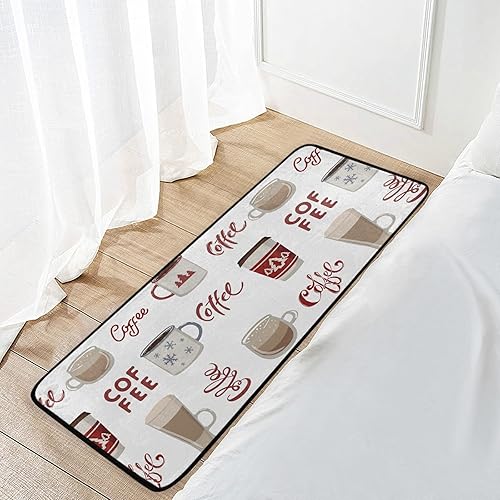 Miniatura 7 de Tapete de cocina con temática de café para piso, antifatiga, para decoración del hogar, tapete de cocina cómodo, impermeable, 39 x 20 pulgadas,