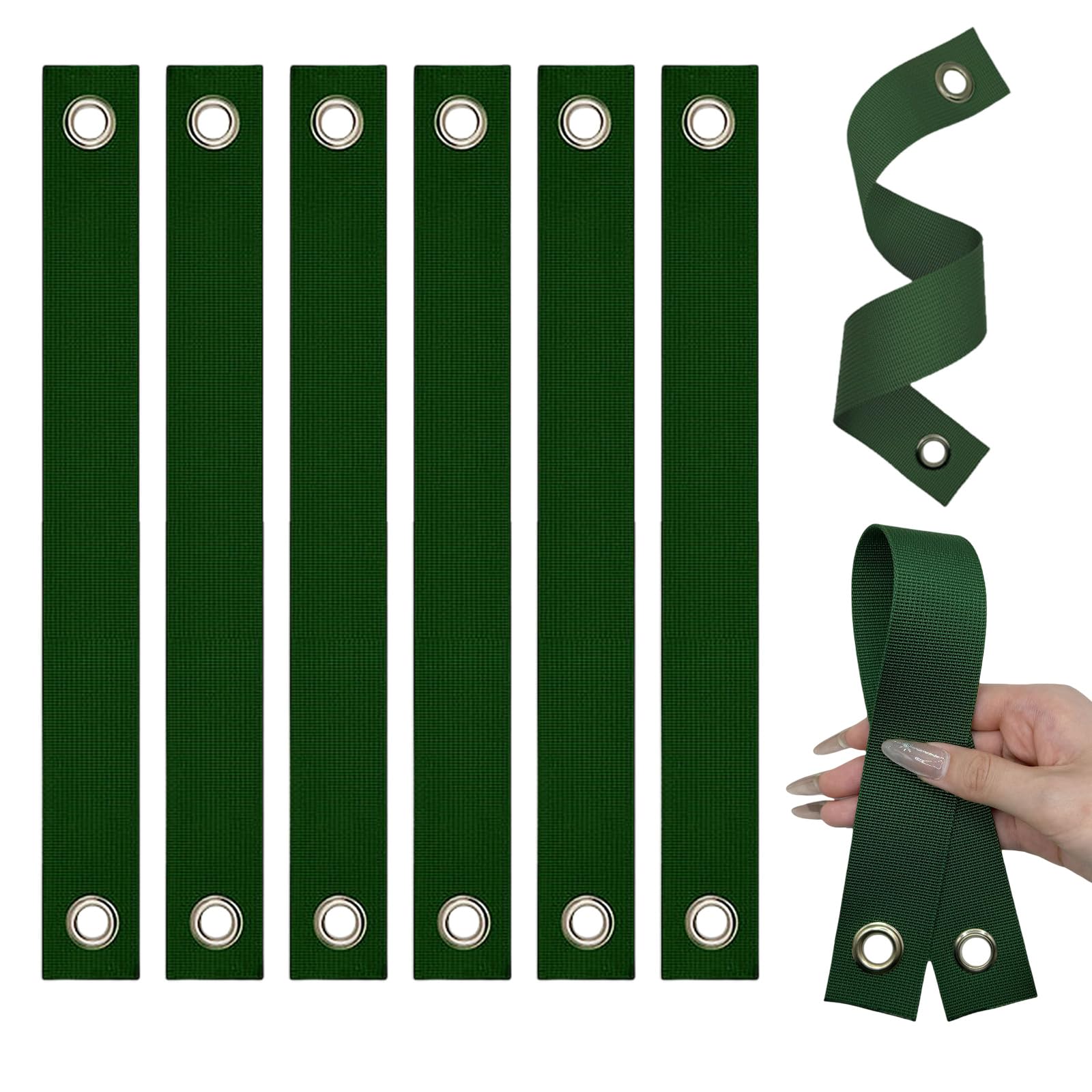 6 Pack 16 Inch Tree Straps with Grommets, Heavy Duty Nylon Tree Staking Straps for Young Saplings, Wind & Hurricane Resistant Plant Supports for Garden Trees