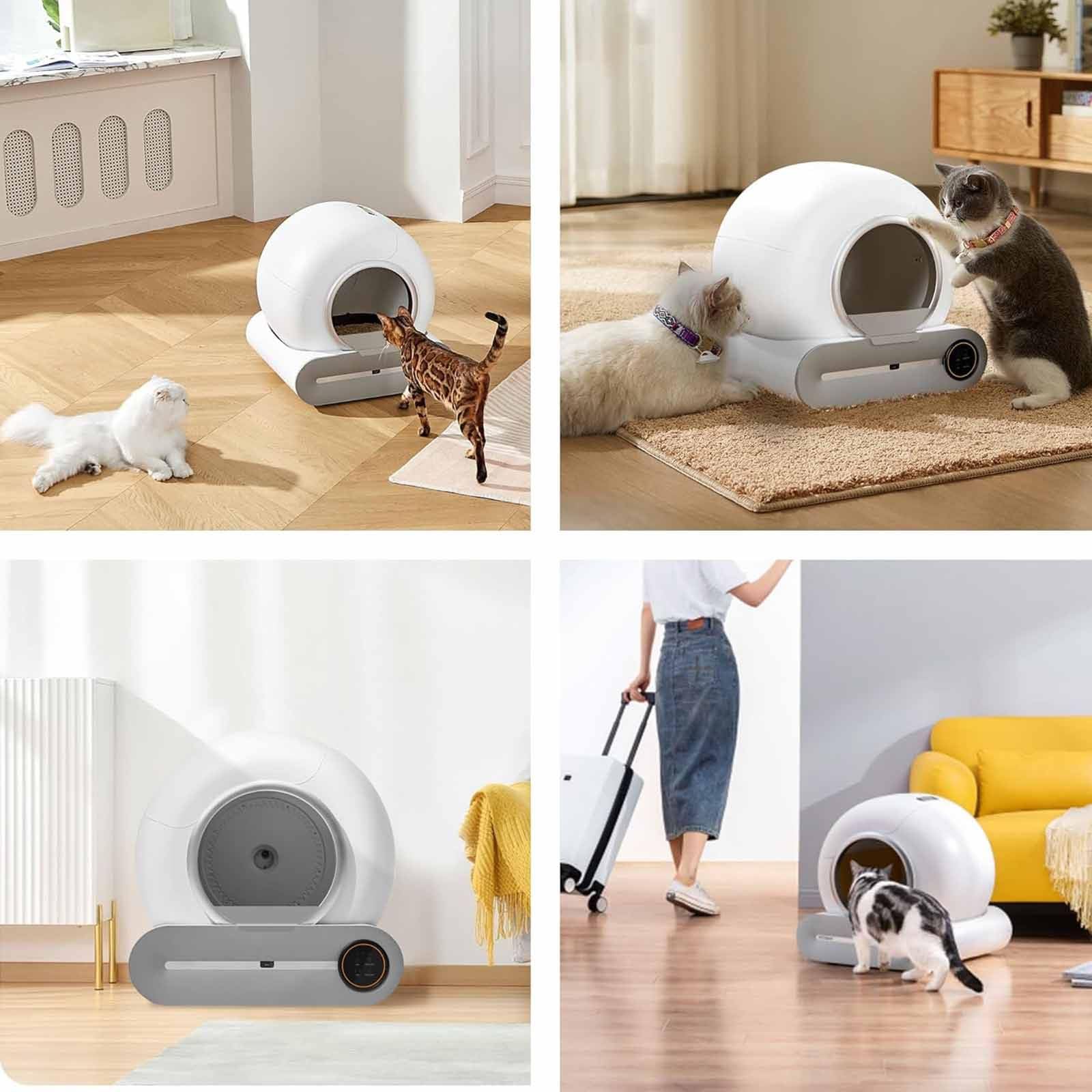 PixCy Lettiera per Gatti Autopulente,Lettiera per Gatti Automatica con capacità Extra Grande,Toilette per Gatti Automatica A Doppio Sensore,Controllo App,Eliminazione degli Odori