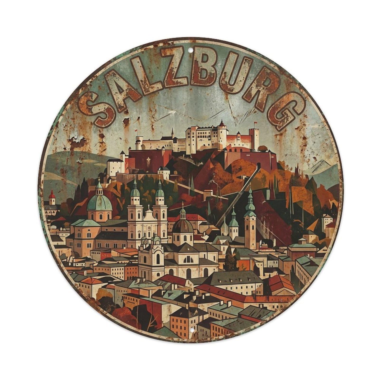 Galvaxio Style Retro Travel Austria Salzburg Metal Tin Sign