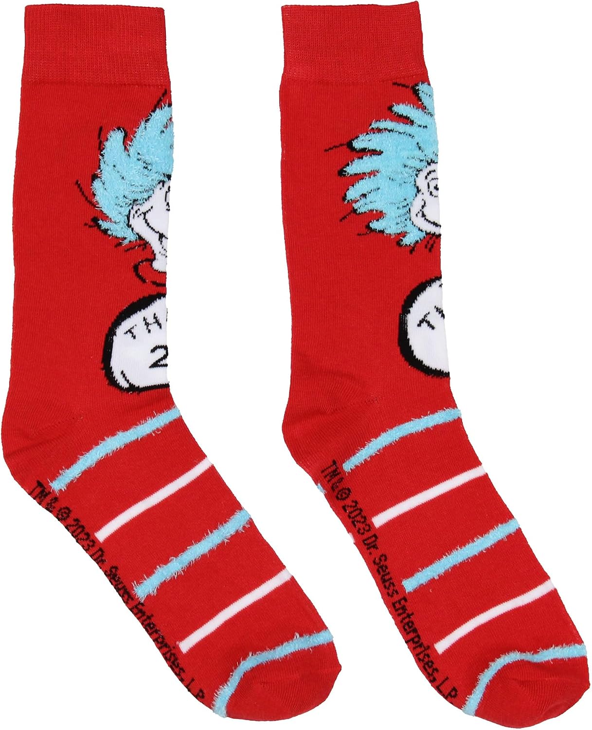 Bioworld Dr. Seuss Cat In The Hat THING ONE THING TWO Mid Calf Crew Socks