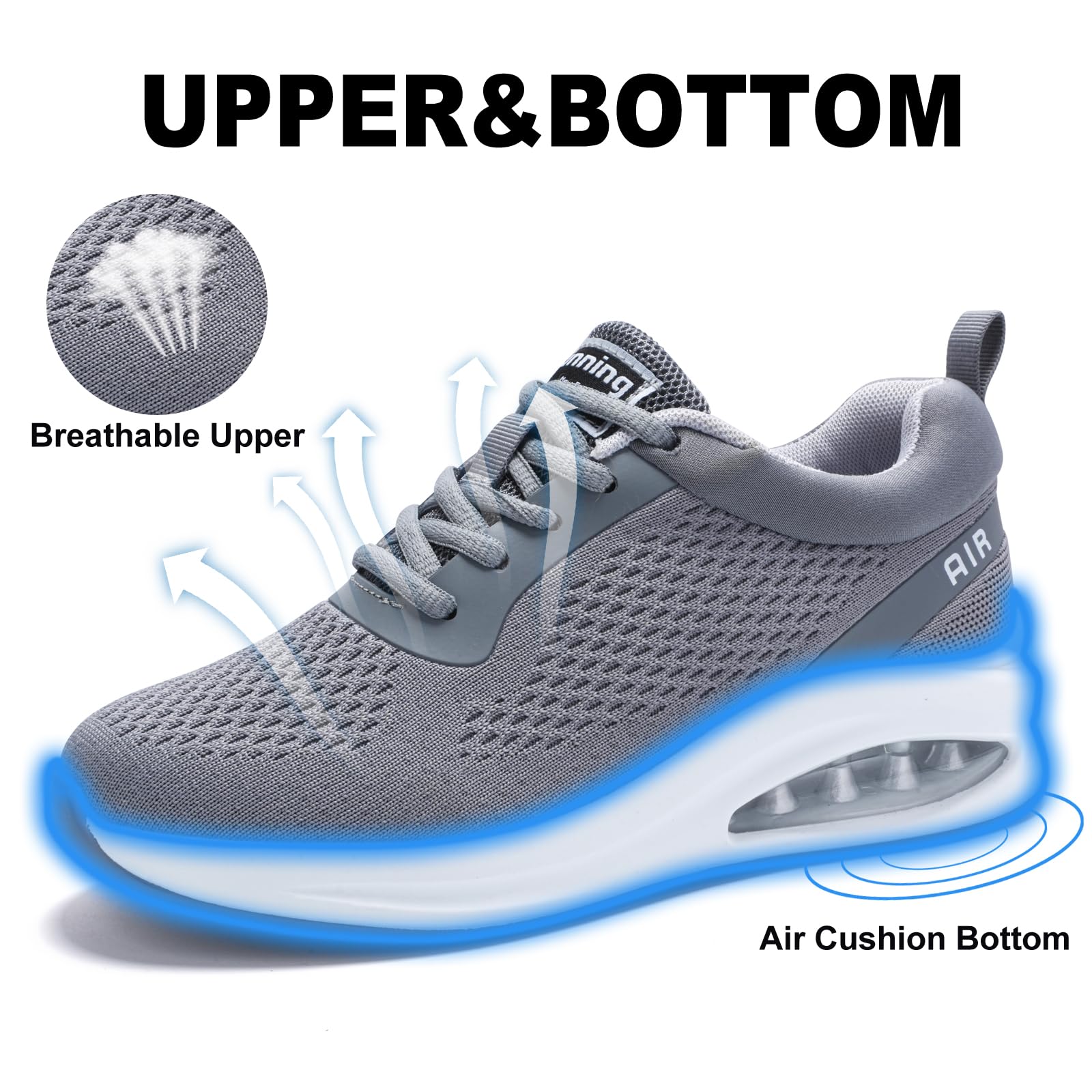 Zapatillas deportivas para mujer con soporte de arco, espuma viscoelástica, para correr, de malla transpirable, antideslizantes, flexibles, para comodidad diaria, alivio del dolor de pies