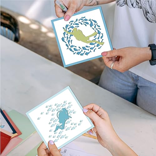 Miniatura 2 de GLOBLELAND Troqueles de corte de tema de buceo, troqueles de casco de buceo, plantilla de plantilla de grabado de buzo de acero al carbono para