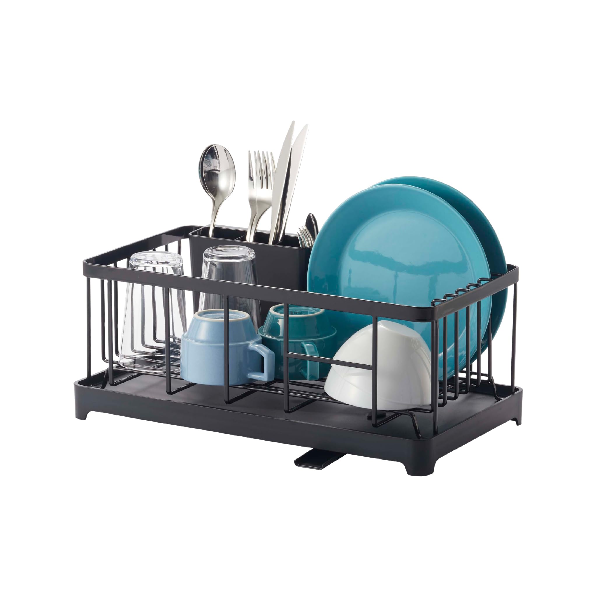 YAMAZAKI 2876 Tower Wire Dish Drainer, Black, Steel/ABS Resin, 42 x 23 x 17 cm
