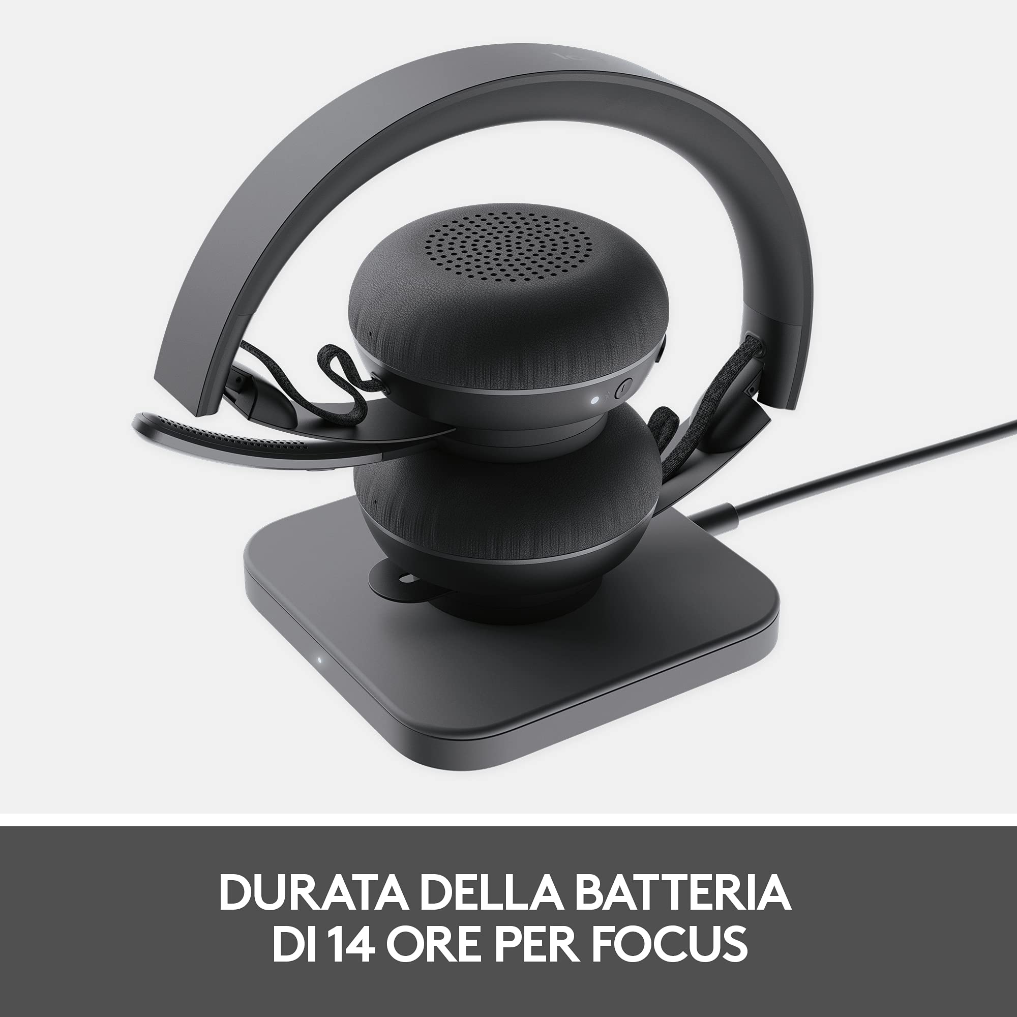 Logitech Zone 900 Cuffie On Ear Wireless Bluetooth | Microfono con Cancellazione Rumore, fino a 6 Dispositivi Wireless, Accesso Rapido ANC e Bluetooth - Grigio