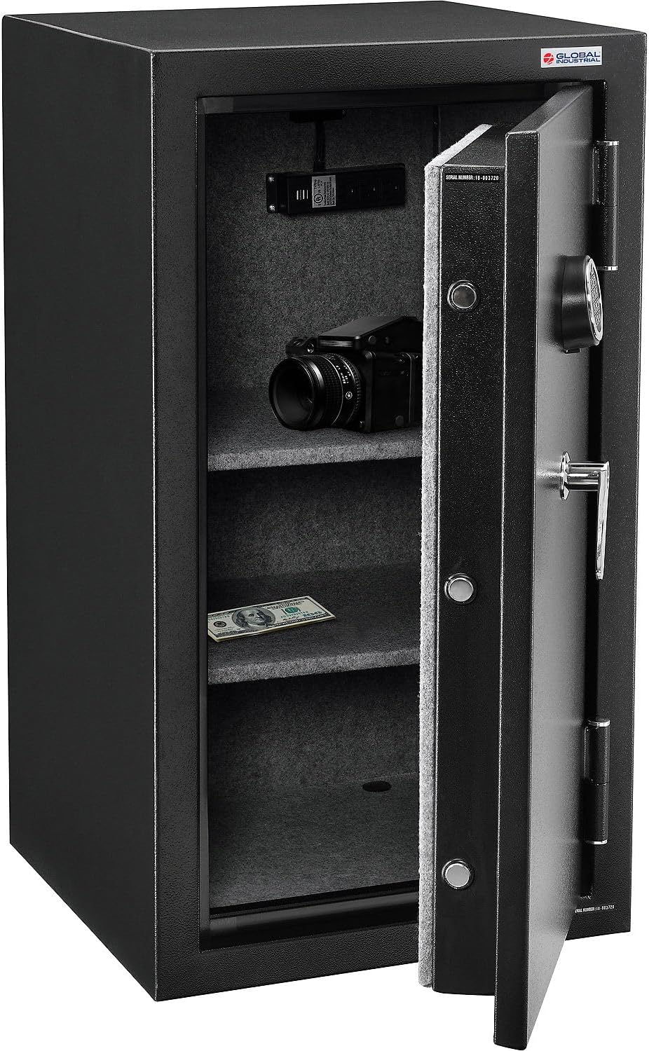 Global Industrial Burglary & Fire Safe Cabinet with Electronic Keypad Lock, 2 Hour Fire Rating, 6.4 Cu. Ft. Capacity, Steel Construction, 22"W x 22"D x 40"H