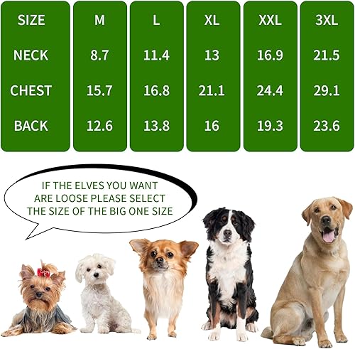 Miniatura 6 de Disfraz de elfo navideño para perro con sombrero, disfraz de elfo para perro, abrigo cálido de invierno, ropa de abrigo cálido (M)