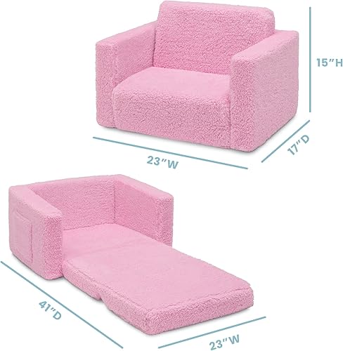 Miniatura 3 de Delta Children Cozee - Silla convertible 2 en 1 de sherpa abatible para niños, color rosa Rosa,Gris,https://www.amazon.com/dp/undefined