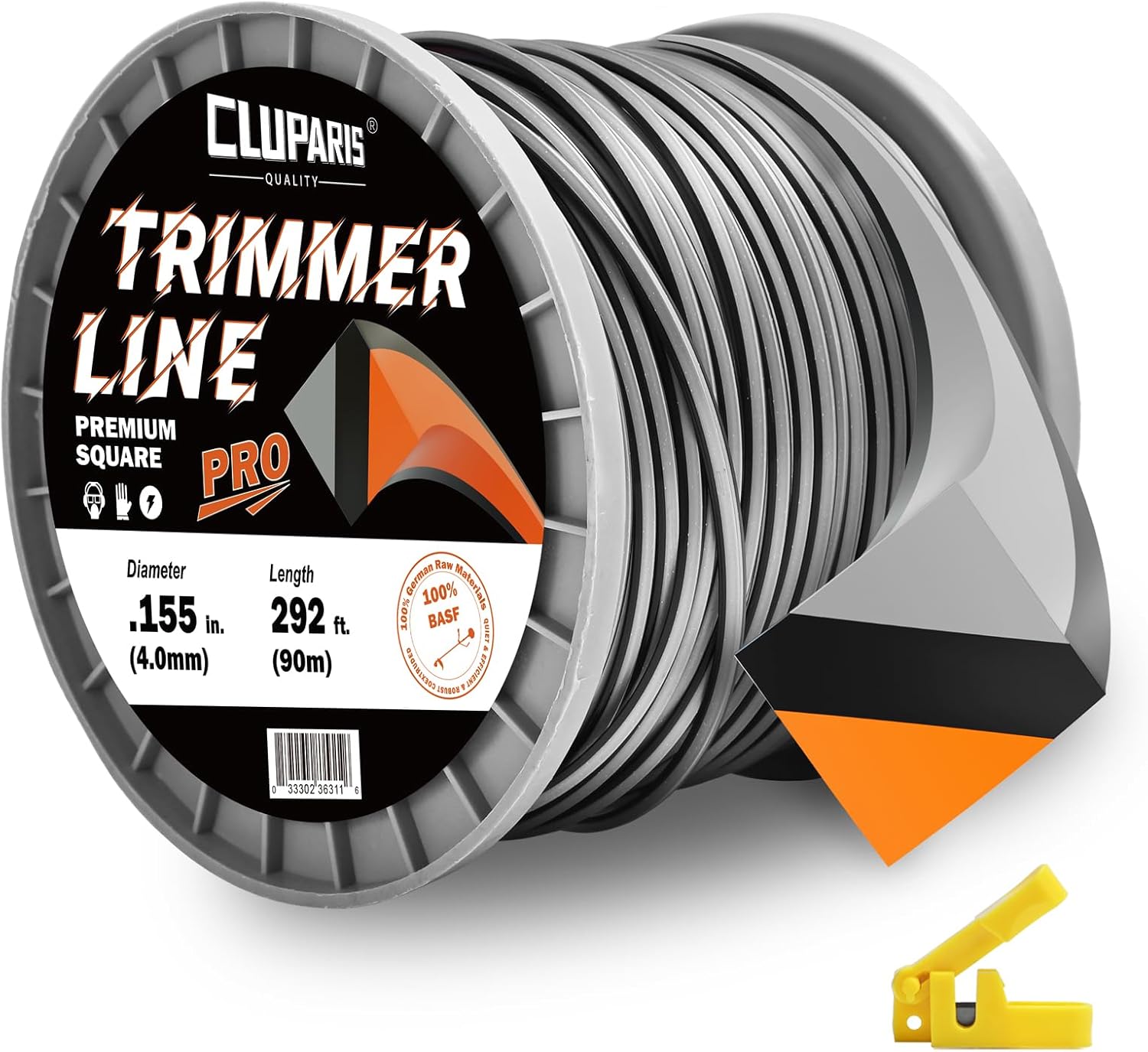 Cluparis 3-Pound Super Heavy Duty Trimmer Line .155-Inch-by-292-ft Square Pro Trimmer Line Spool 3-Component Tri-Extrusion Weed Eater String with Super Line Cutter