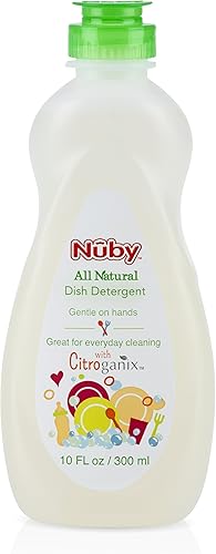 Nuby Detergente para platos inspirado naturalmente con Citroganix por Dr. Talbot's, limón lima, 10 onzas líquidas