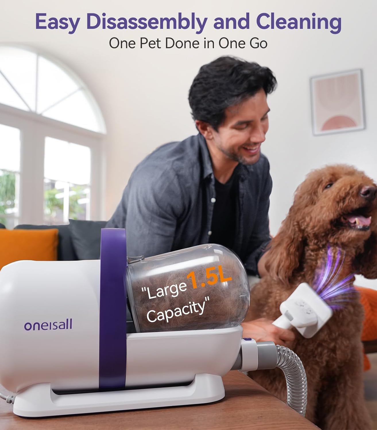 oneisall Dog Hair Vacuum  Dog Grooming Kit/Low Noise Dog Grooming Vacuum12kpa,Dog Vacuum for Shedding Grooming for Pet HairHome Cleaning