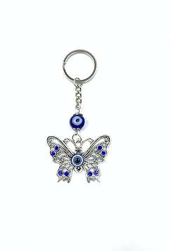 LuckyEye 1312 Crystal Butterfly Keychain with Turkish Nazar Eye Talisman