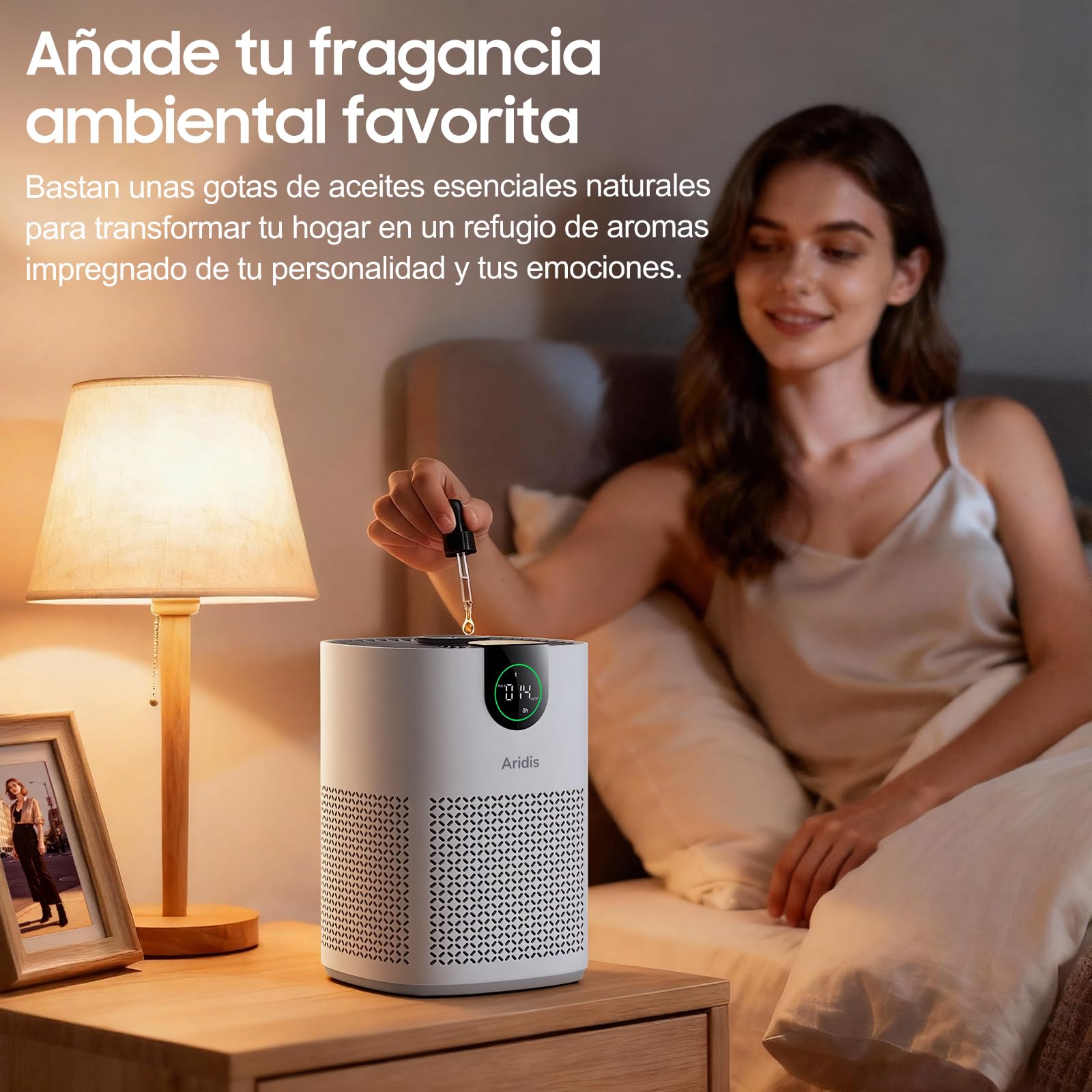 Purificador de Aire con Filtro HEPA - Filtro para Habitaciones Polen, Alergias, Olores y Pelo de Mascotas, con Esponja de Aromaterapia, 7.2W y 3 Velocidades, Silencioso Versión Mejorada