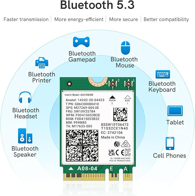 Tarjeta de Red WiFi 6E QFly AX210NGW M.2 2230 Bluetooth 5.3 miniatura 4