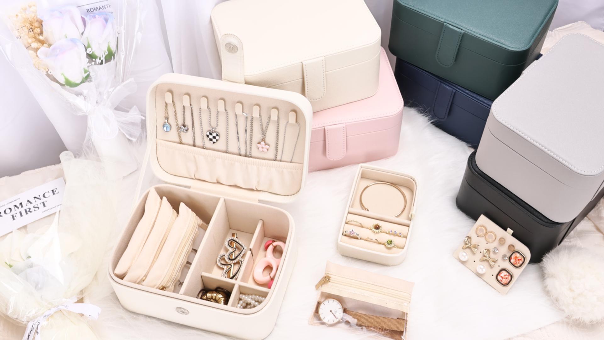 Vlando Boîte De Rangement à Bijoux En Velours Pour Femme, 4 Tiroirs