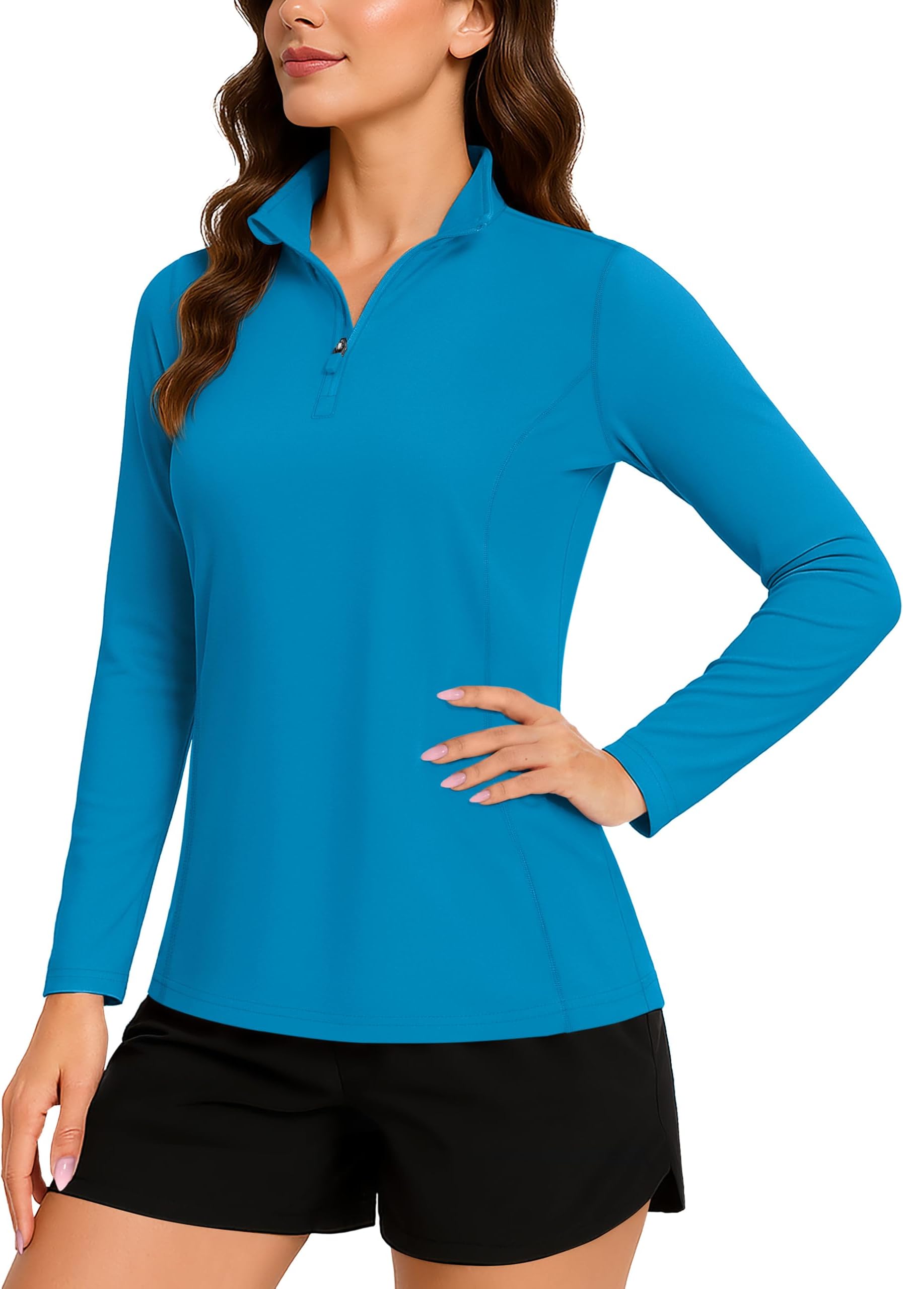 TACVASEN Women's Quarter Zip Pullover Golf Shirts UPF 50+ Long Sleeve Sun Shirts UV Protection Workout Tops