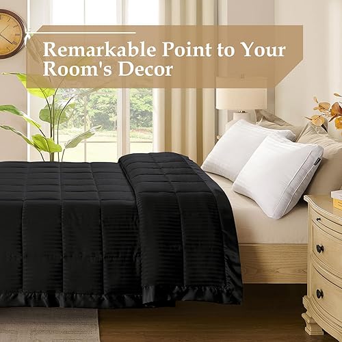 Miniatura 3 de downluxe - Edredón pesado, tamaño King. Edredones de 18 libras para adultos con abalorios de cristal. Edredón pesado con ribete satinado (90 x