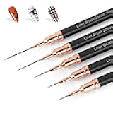 Artdone Metallic Nail Art Pens, Liner Brushes Set, 5PCS Black Color Nail Tools For Long Lines, Thin Details, Fine Drawing, Liner Brush UV Gel Polish Painting Nail Design Sizes 5/8/12/20/25mm