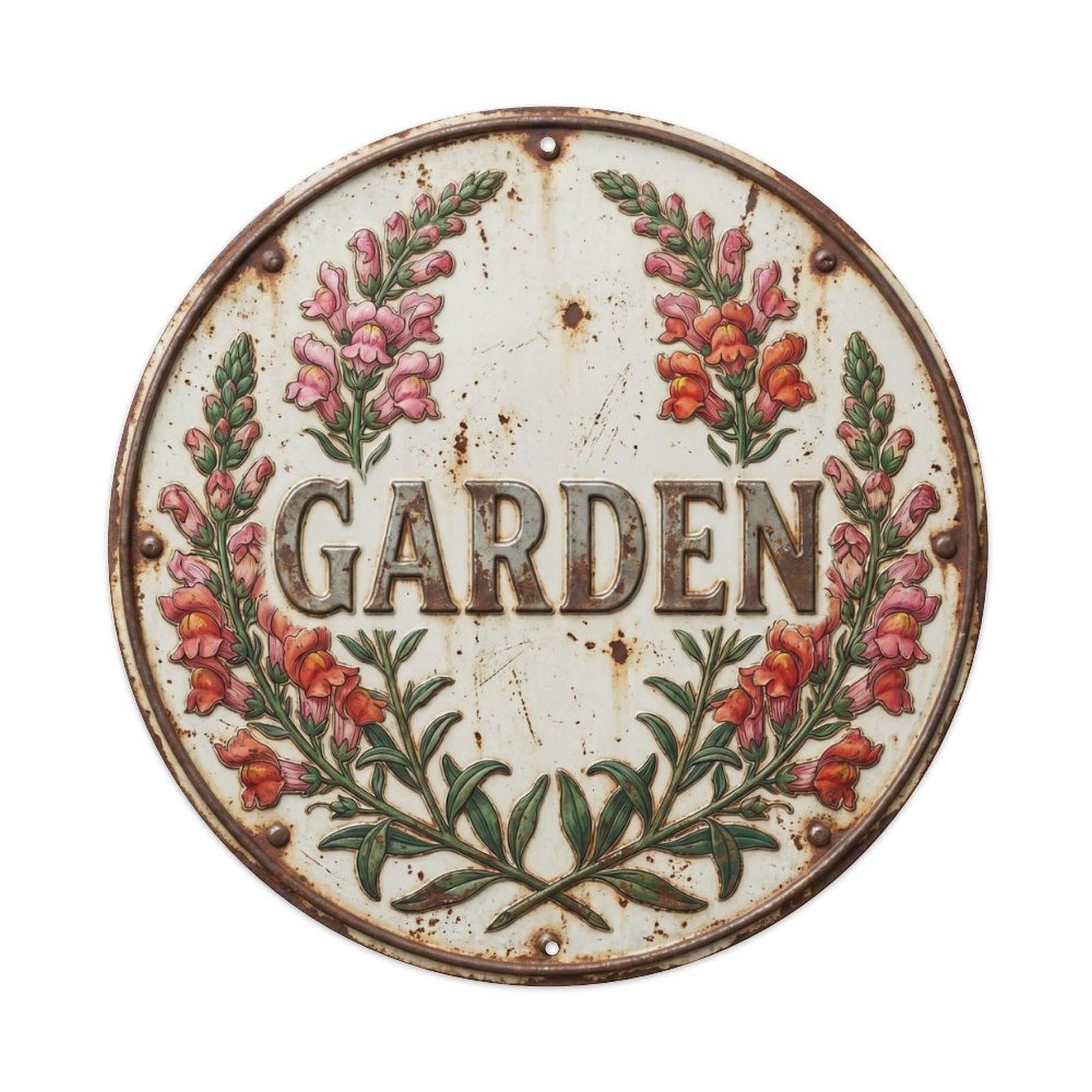 Garden Botanical Floral Outdoor Label Snapdragon Metal Tin Sign