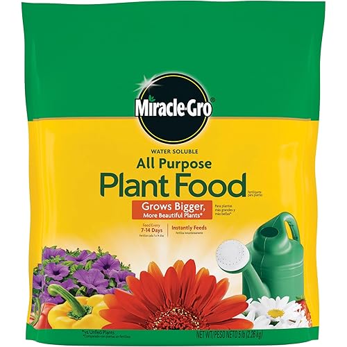 Miracle-Gro Water Soluble All Purpose Plant Food - Fertilizer For All Indoor or Outdoor Plants including Roses, Flowers, Vegetables, Houseplants, Trees, and Shrubs, 5 lb. Bag