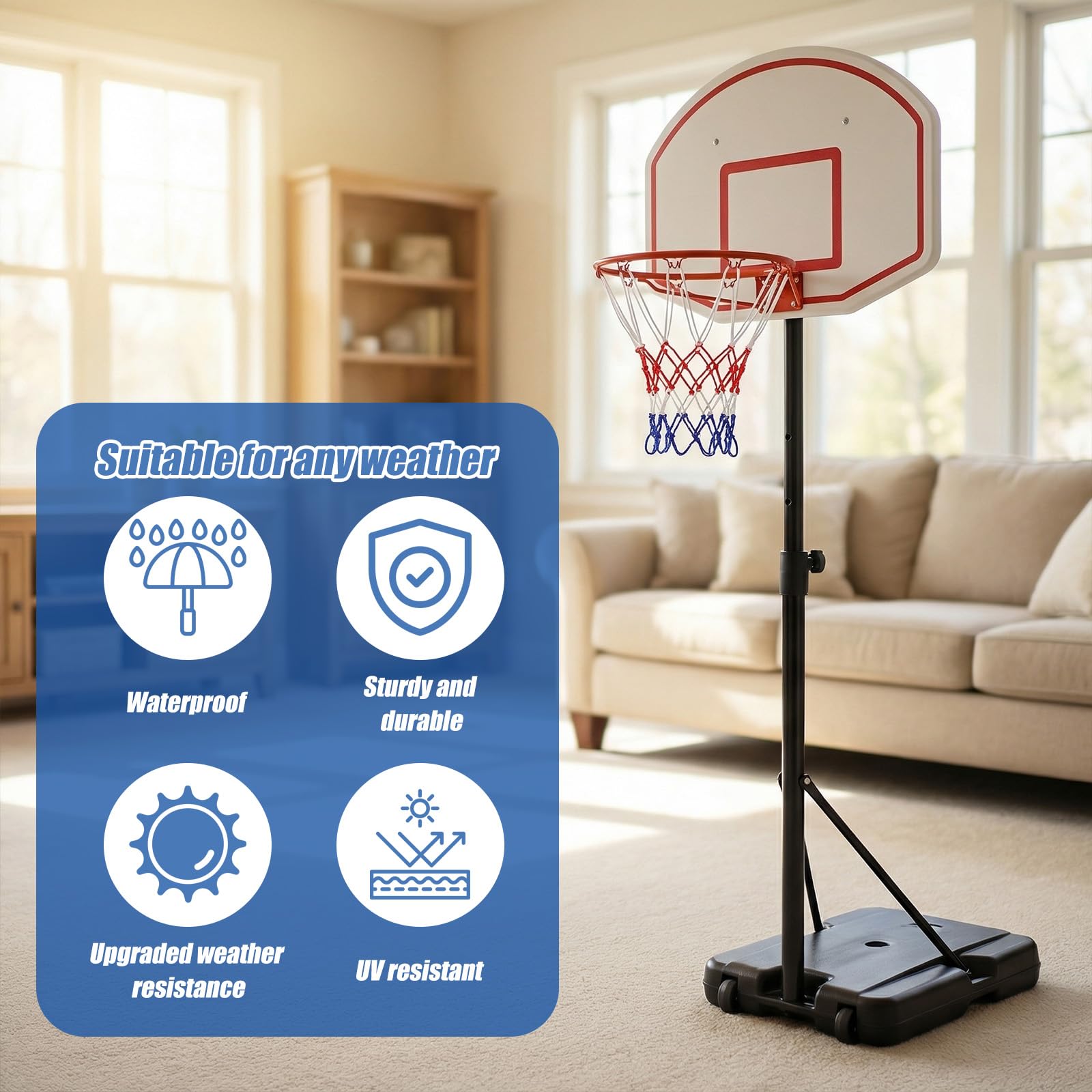 Lot de 2 filets de basketball pour panier de basket - 8 passants - Pour montage en intérieur et en extérieur - Convient par tous les temps